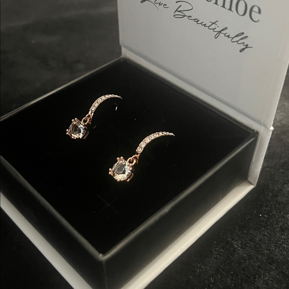 CATE & CHLOE MCKENZIE ROSE GOLD DROP EARRINGS NIB - Picture 2 of 6